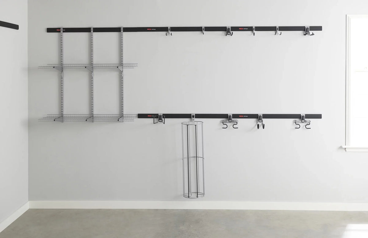 Kit, Steel Fast Track Storage Track System Rubbermaid 9-Piece Garage Wire Shelf Starter