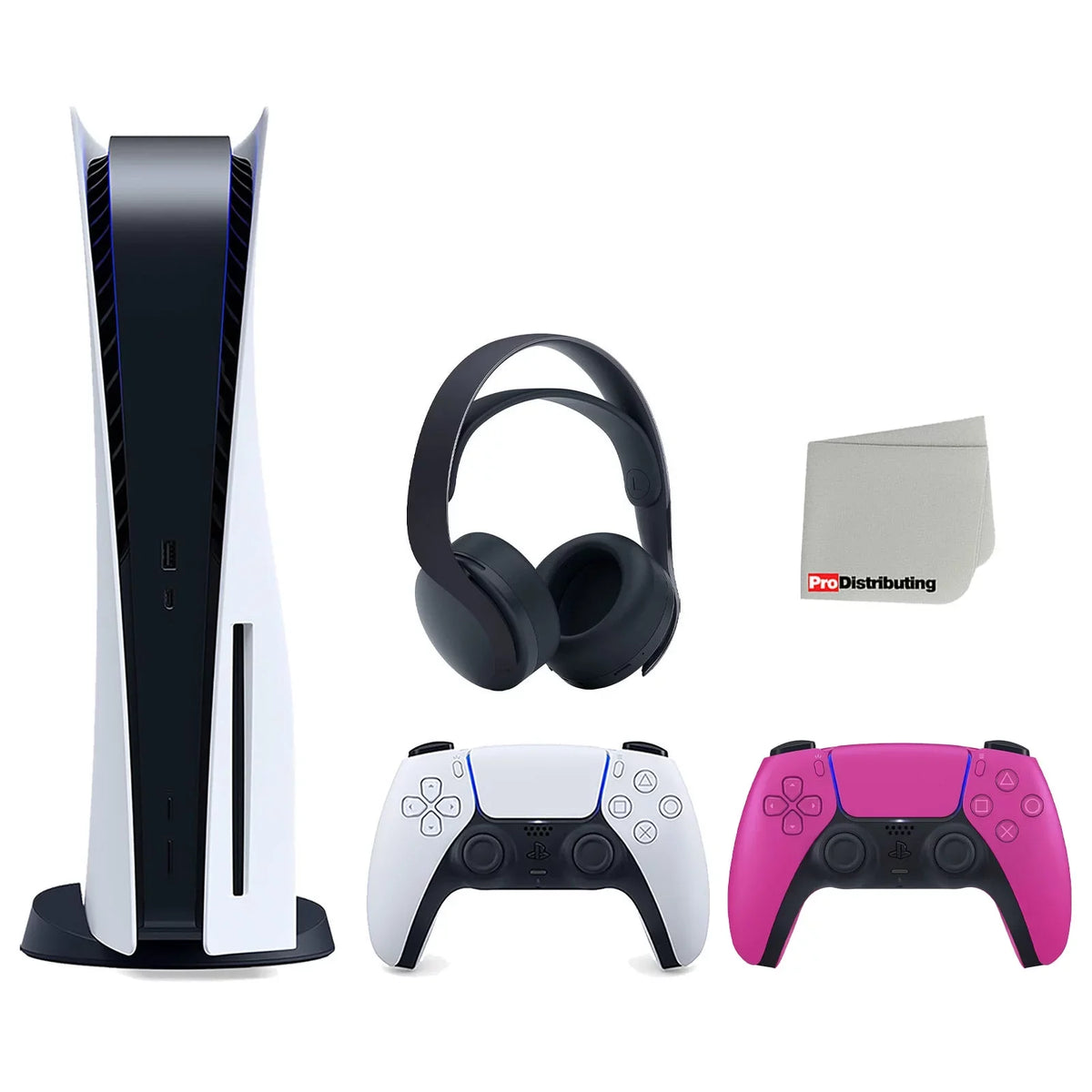 Headset Black Extra and 5 Controller Playstation with Sony Pink Disc Cleaning Version Console with Cloth PULSE Bundle 3D