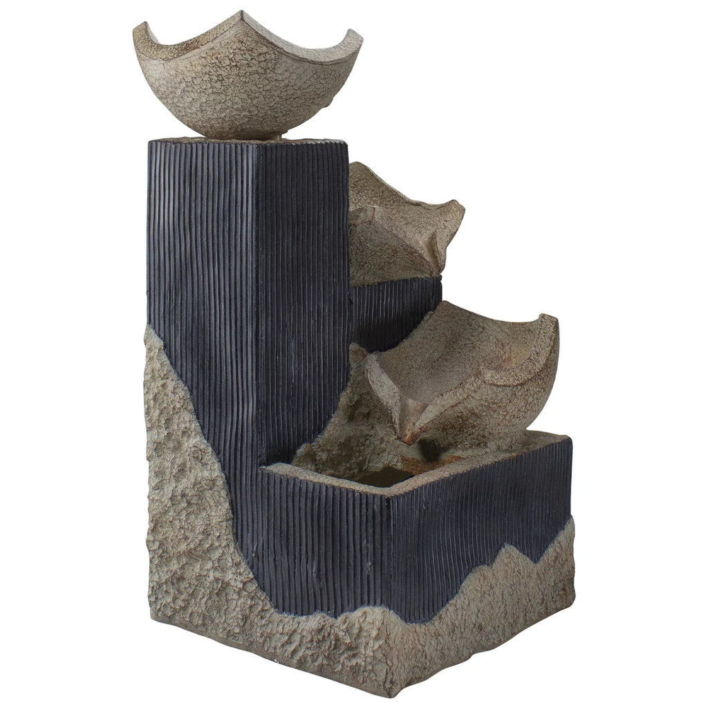 Fountain 21" LED Bowl Lighted Northlight 3-Tier Water Cascading Outdoor