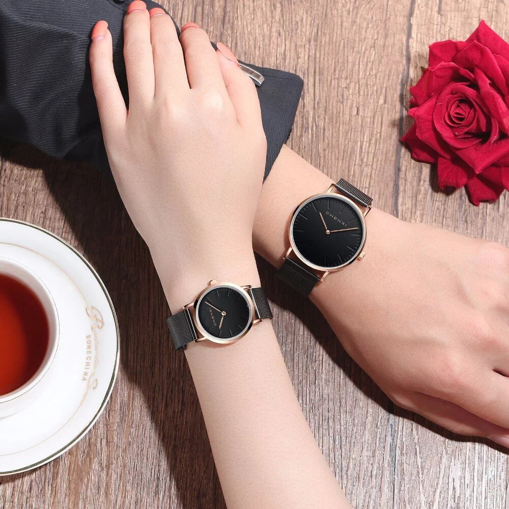 Quartz thin Watch gold Rose Woman Ultra Ladies Watch Luxury Elegant Top Dress Lover CHENXI Brand Fashion Waterproof Watches Men