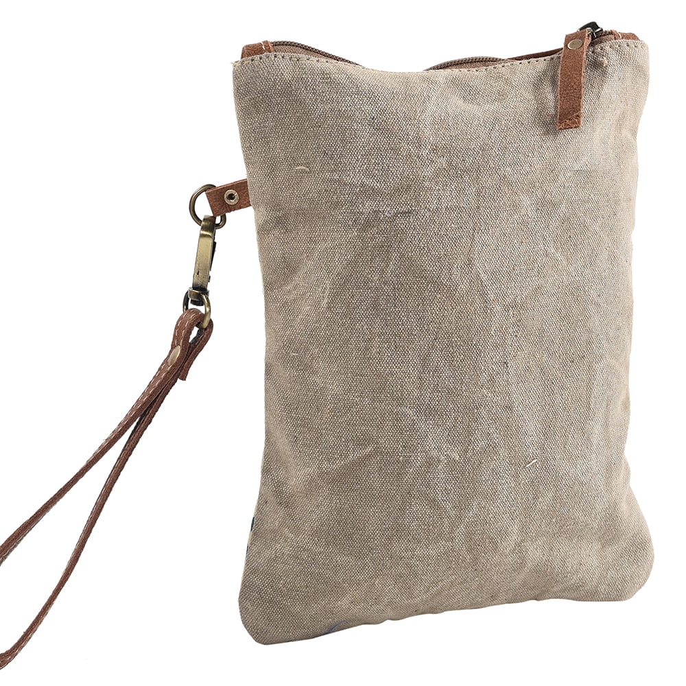 Leather OHLAY Upcycled Canvas bag KB WRISTLET women western Genuine purse handbag