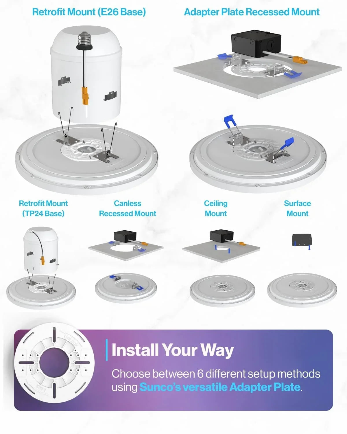 Light ETL Energy Alexa Inch Light 4 Kitchen Compatible Sunco Star Google 13 2500LM Bedroom Ceiling for Amazon Hallway 24W Night Pack LED Changing Smart Flush Mount Color RGB LED Fixture Home