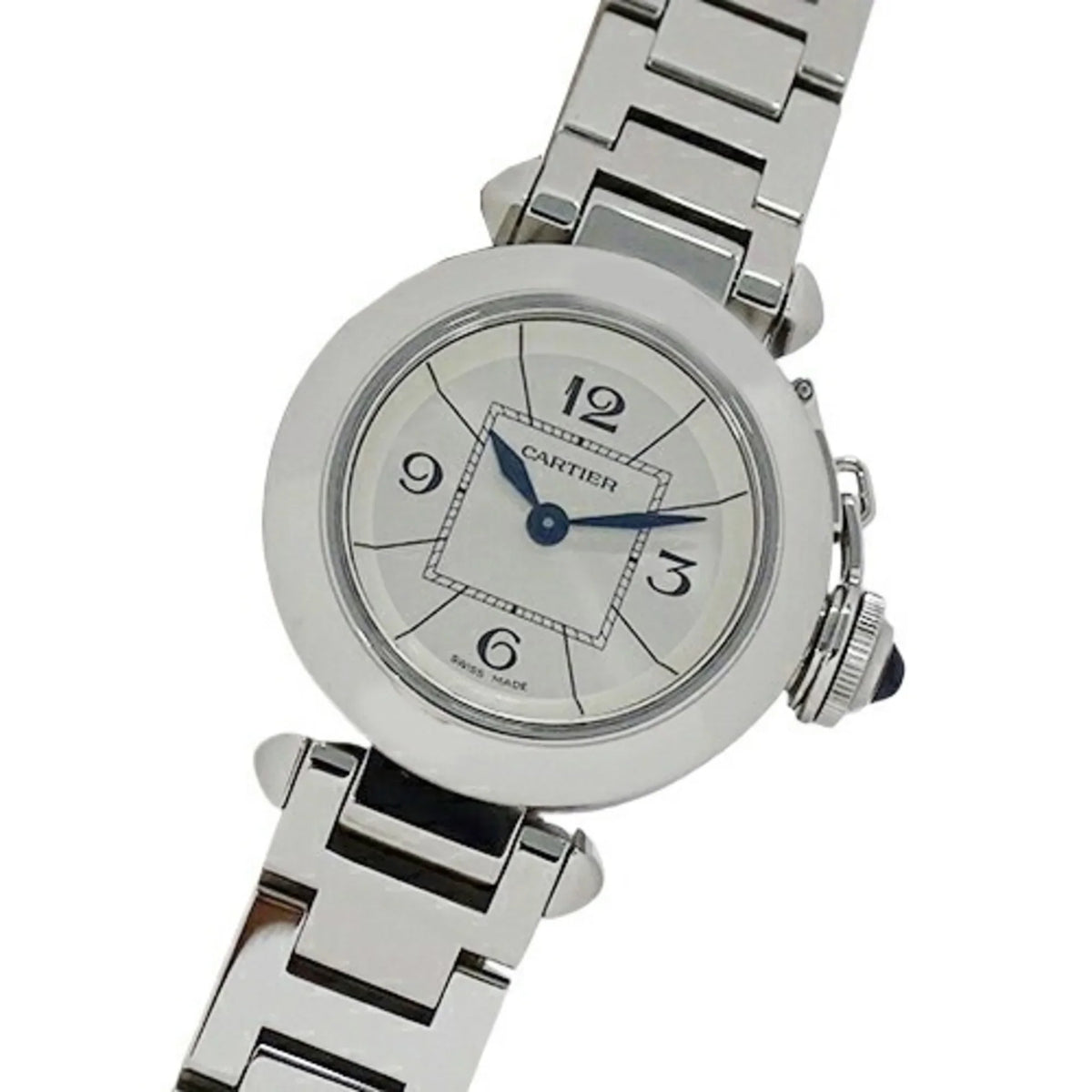 Quartz, W3140007, Miss Ladies Pasha Stainless Polished Pre-Owned (Good) SS, Cartier Steel, Silver, Watch,