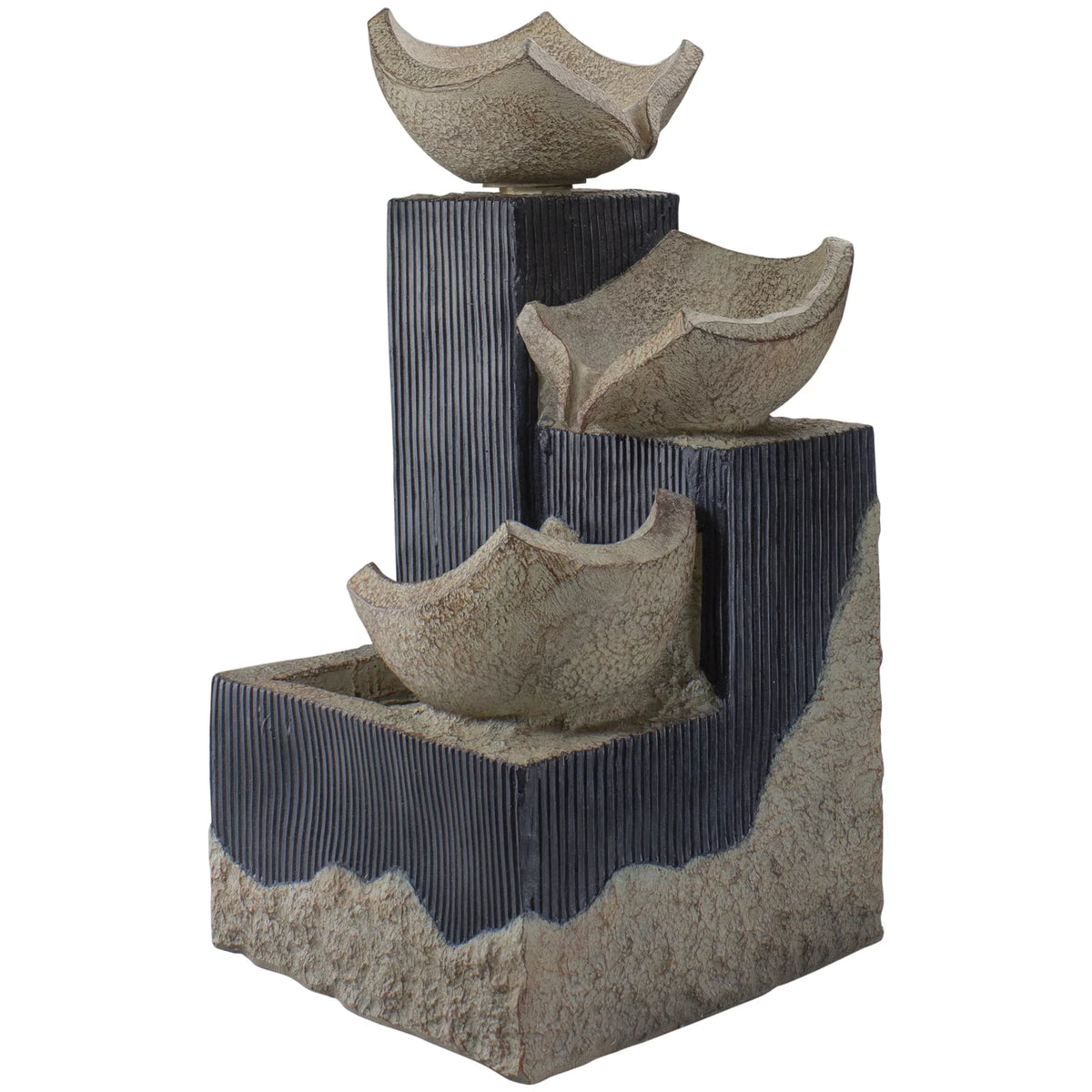 Fountain 21" LED Bowl Lighted Northlight 3-Tier Water Cascading Outdoor