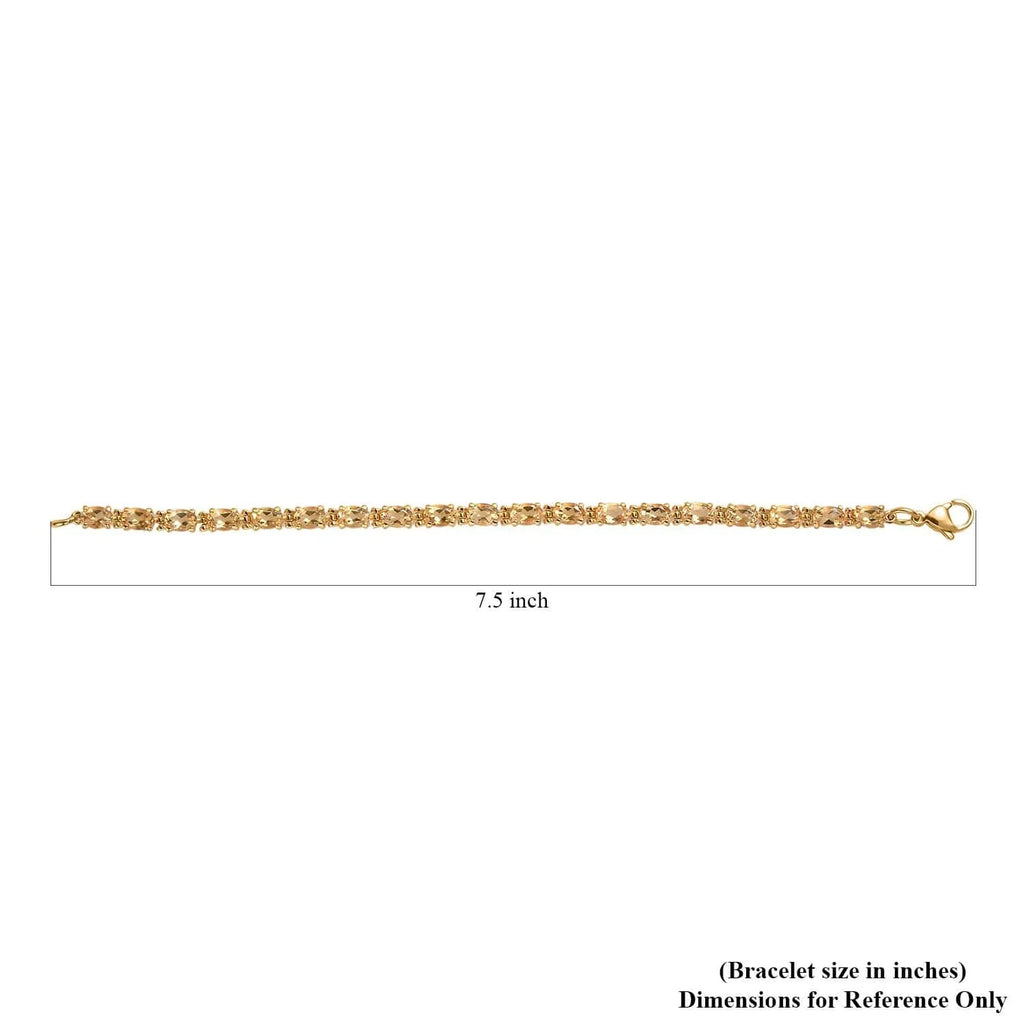 Shop Size Citrine Ct Women Ion 7.38 Birthday Gold Steel Oval for Jewelry Bracelet 7.25" LC Yellow Plated Gifts Stainless