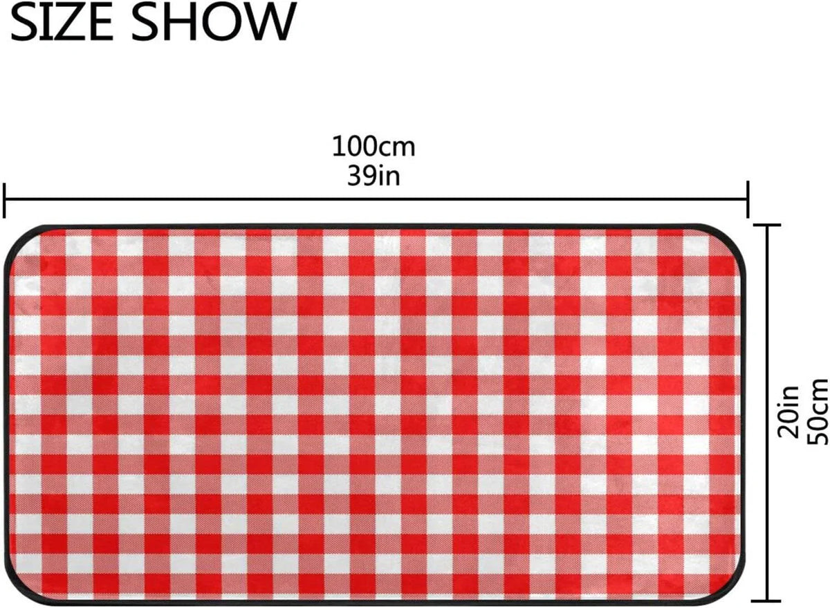 Kitchen Rug Plaid Kitchen White Mat Mat Washable Comfort for Anti-Fatigue Red Washroom 20 Floor Waterproof Kitchen Bedroom Slip 39 Non and Rug Bestwell inch x Sink