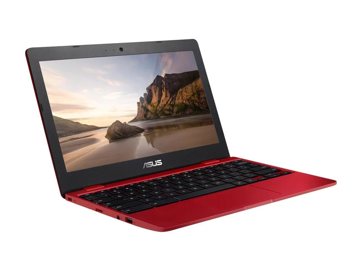 Intel ASUS Red, Chromebook 32GB 4GB Flash Storage, C223NA-DH02-RD Laptop Celeron, in RAM, 12,