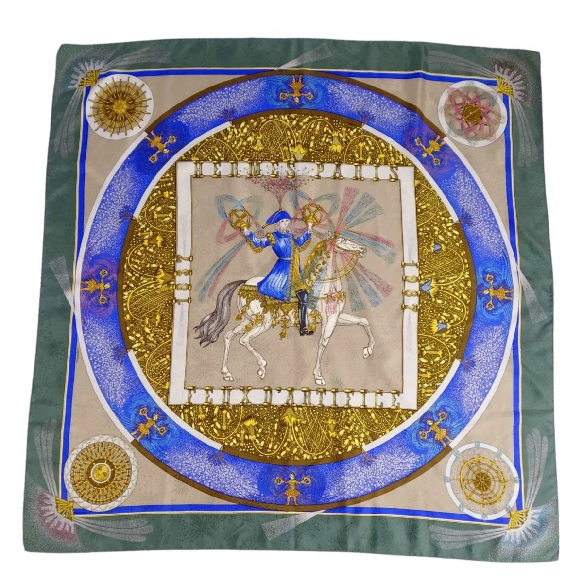 HERMES FEUX Pre-Owned Silk Women's Fireworks Multicolor Scarf Carre90 D'ARTIFICE Muffler (Good)
