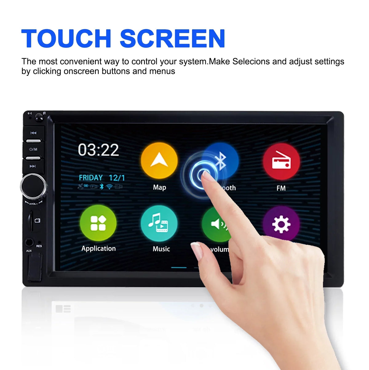 Camera Din Support Free - Backup Calling Car Stereo 7" Double Bluetooth Screen Car Radio Car Mirror with Radio Touch Hands Receiver Link/USB/SD/AUX, Radio Audio