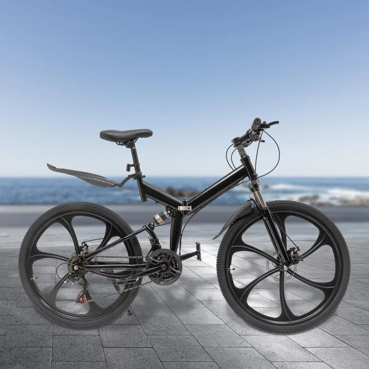 Carbon City 21-Speed Folding Bike Light 150kg/330lbs Shifter Miumaeov Bicycle Adult Steel Folding 26" Weight Camping Bike Black Max Loading