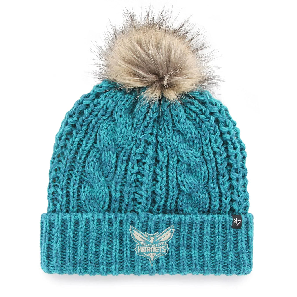 Meeko with Pom Cuffed Charlotte Knit Women's Teal Hat '47 - Hornets OSFA