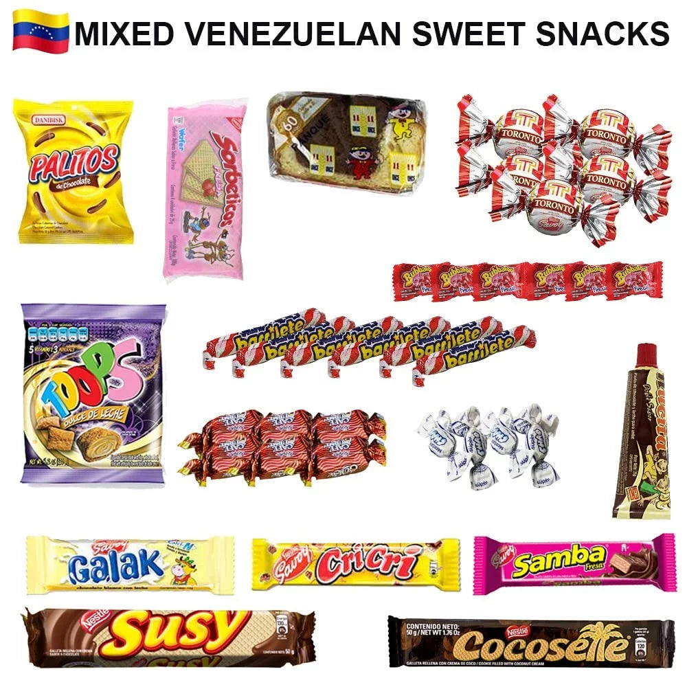 Susy Pack Assorted Gift Snacks Crate Venezuela Food Candies & SABOR Variety LATIN Toronto Sweet Chips Chocolate Cookies, Cocosette Mix Box