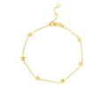 Stationed Star Yellow Adj. Bracelet Women - 7.25" Gold 14K 6