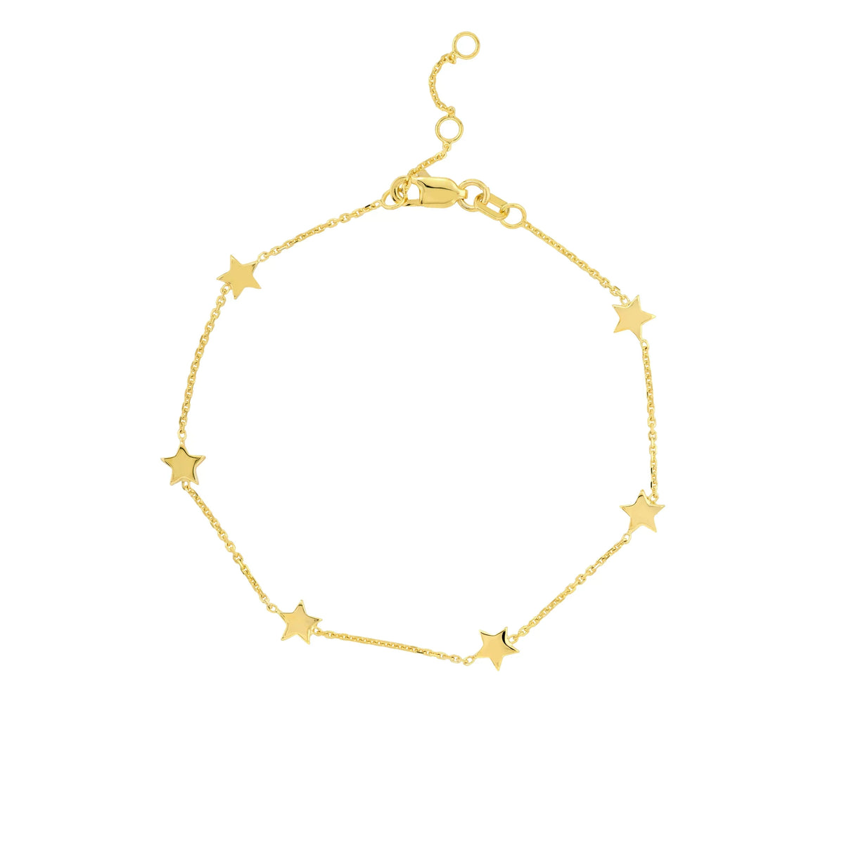 Stationed Star Yellow Adj. Bracelet Women - 7.25" Gold 14K 6