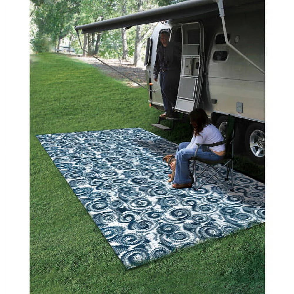 Accessory (42841) the and RVing, Mat, x Outdoor Picnicking, Swirl Reversible 16' RV Camco for 8' Perfect - Camping, Blue Beach Outdoor