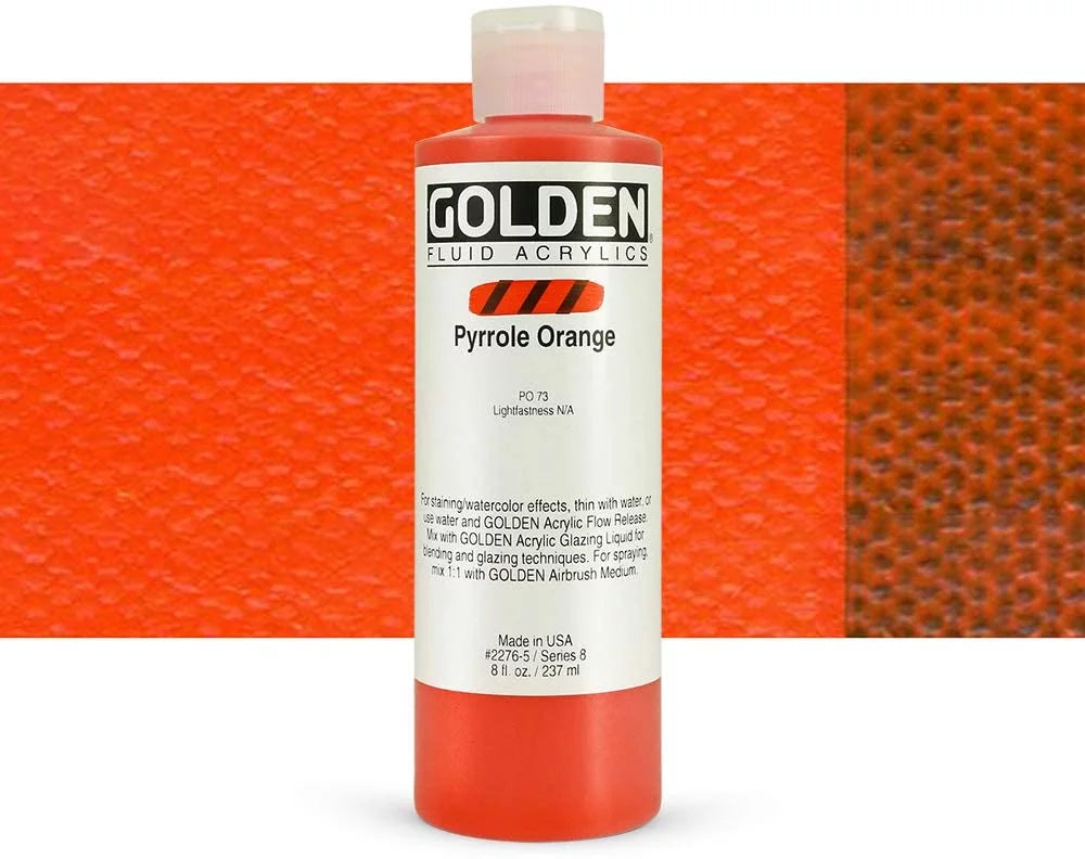 Golden Pyrrole Fluid Paint 8 Orange, oz Acrylic -