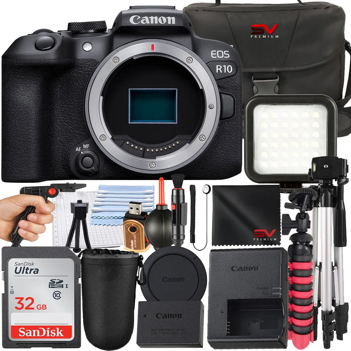 SV Camera Canon Memory + Bundle Card Accessory (Body + 32GB + Tripod Mirrorless Case Only) with R10 Premium EOS SanDisk