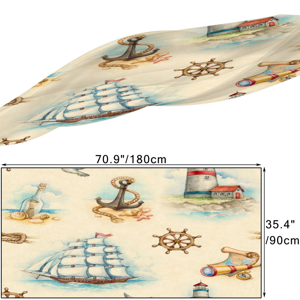 Large Headscarf Wraps Long Silk Scarf Hair Nautical Packed Women Sunscreen Shawls Neck Watercolor Oblong Wraps Gift for FREEAMG