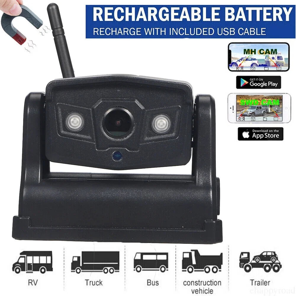 Battery 9600mAh View JahyShow Magnetic Front/Rear Wireless, High-Capacity Backup Camera, WiFi