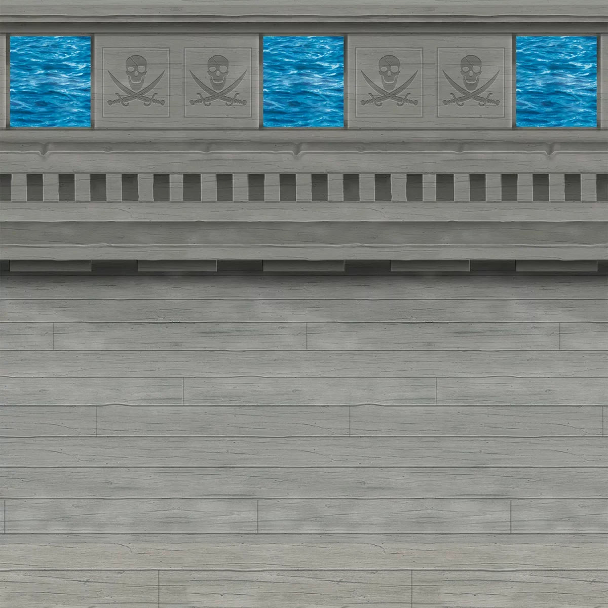 Gray Themed Pirate Stone Party Central 30' Ship Pack Photo 6 and Backdrops Aqua Blue of