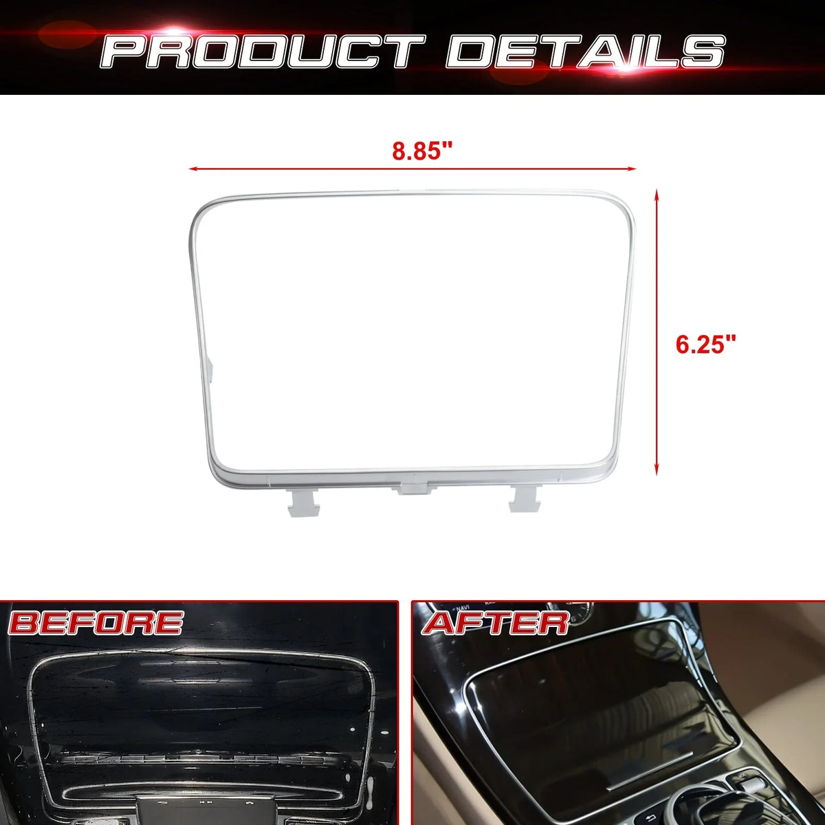 Class Tech 300 Frame Center Class W205 C300 C400 Benz GLC GLC W253 Ashtray Mercedes Xotic Chrome, 2016-2023 Storage 2015-2021 C Console Trim, with Box C63 Compatible