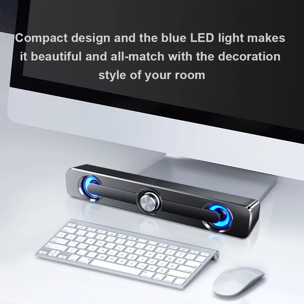 Laptop Phone PC MP3 Box Tablet MP4 Speaker Wired Powerful Speaker V-111 Stereo Computer Surround Bar for Subwoofer Sound USB Bass