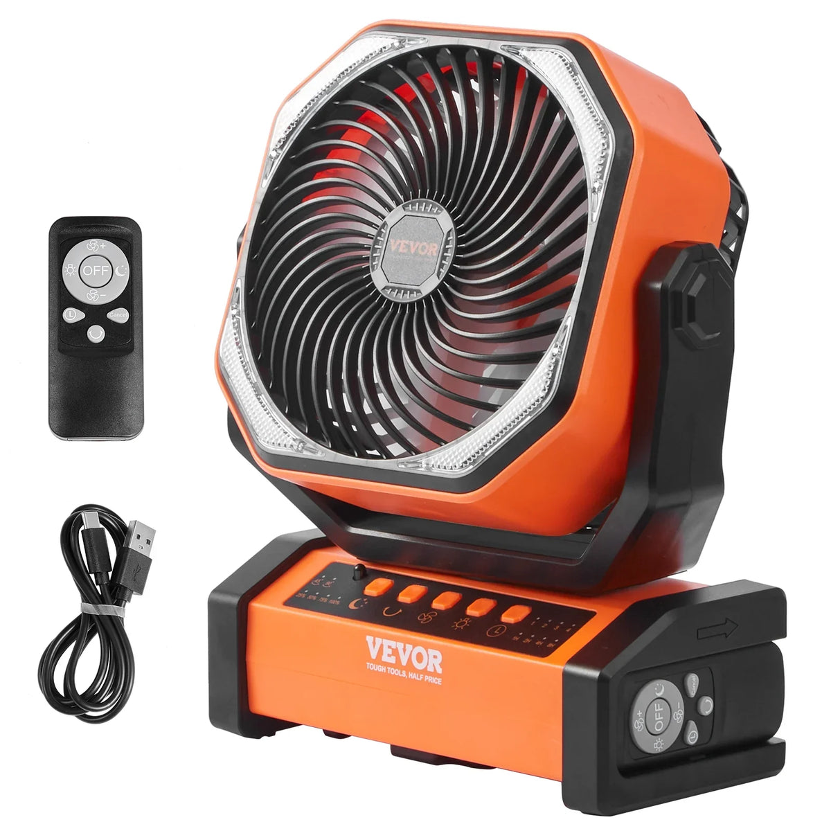 Fan Swivel Portable LED Rechargeable Lantern with 4 inch Speeds 9 SKYSHALO Timer