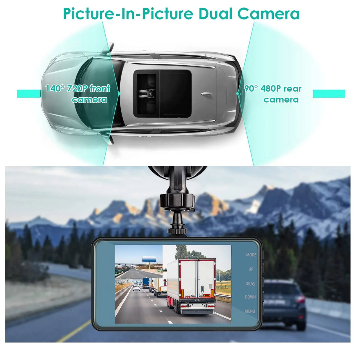 Dash Cam, Motion 4.5inch Super G-Sensor, 170° Rear Angle, Car Wide Detection Screen, Monitor, iMounTEK Front Dual Parking and Camera, Dash