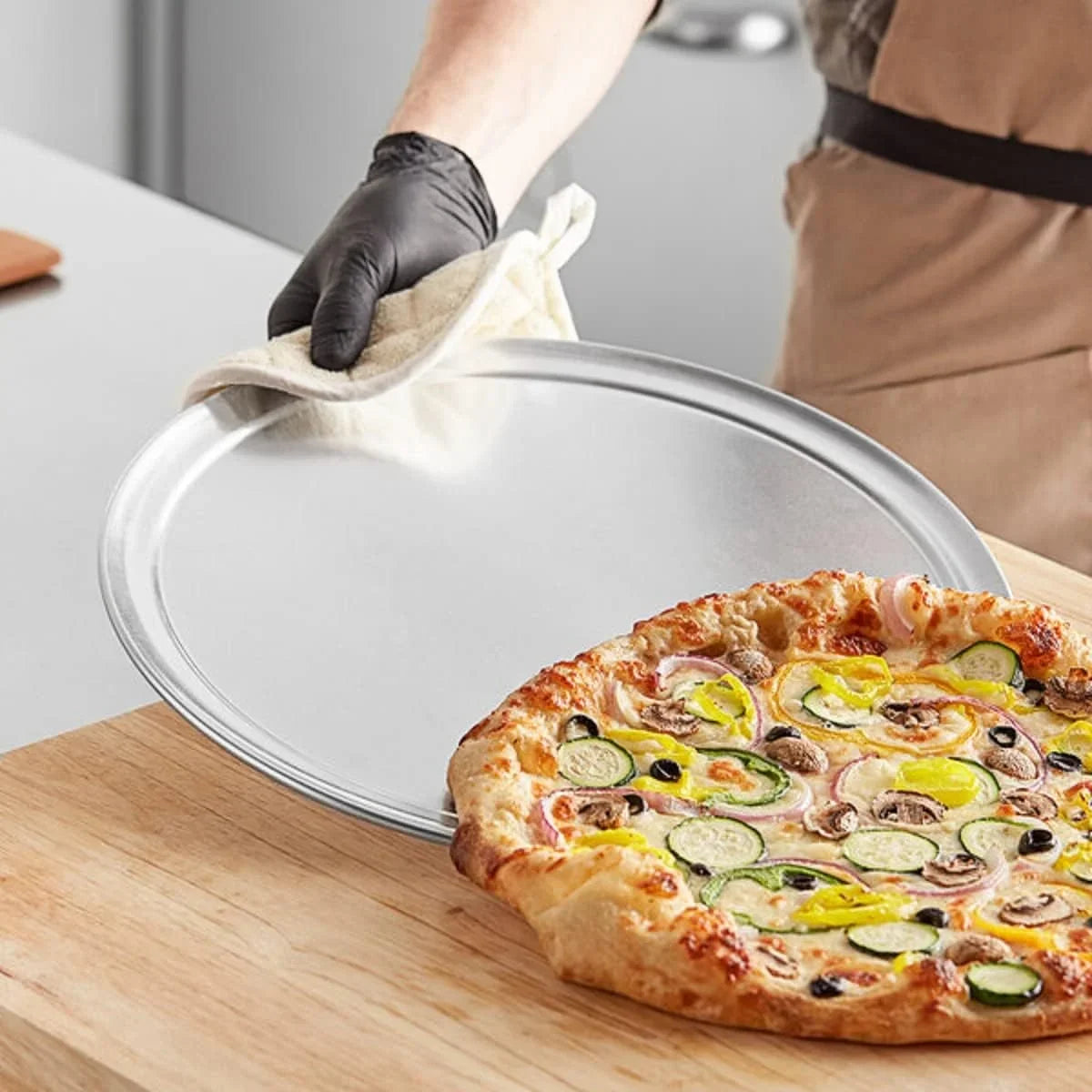 15” Tray TrueCraftware- Baking of Wide Pizza Pan Home Set Pizzeria Aluminum & Baking Rim- Round Kitchen Restaurants Pizza Tray Pizza Round Tray Tray for Bakeware 3 Pan