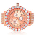 Khronos Watch Inspired Function Diamonds Gold Lab Exclusive Tone Rodeo W/Date Time Out Piece Celebrity Rose Custom Iced Jo