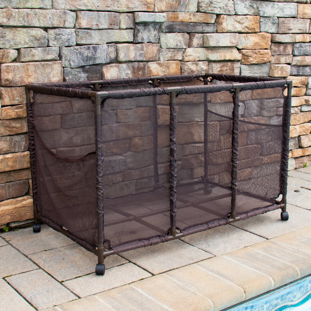 L Brown Organizer (43" Toys, Height, Storage Balls, Noodles x x Bin, Equipment 25" Mesh 563009 H), Large, and Pool Holder, W Yours Kids Essentially Floats 28" Rolling Style