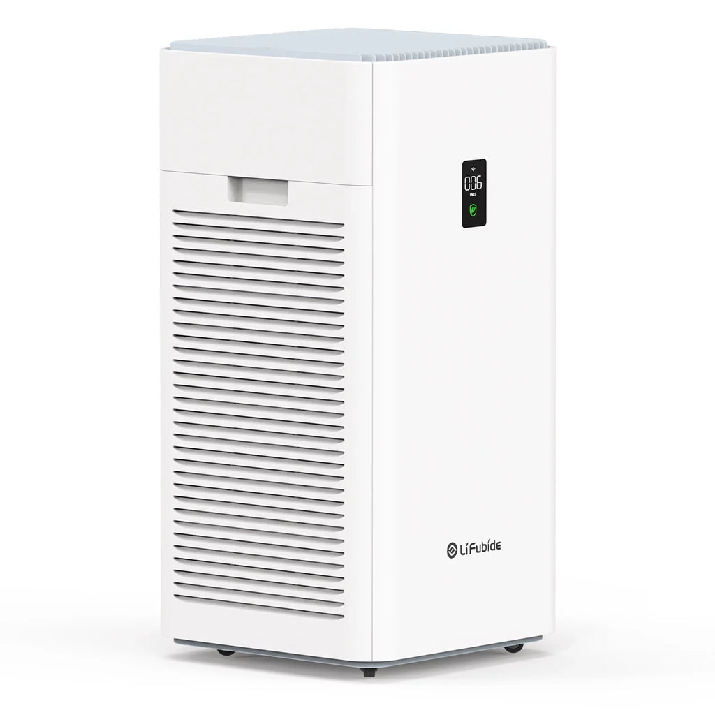 Purifier, For Air Particles, Monitor, Purifier Air Smart Room PM2.5 Pet Removal Of True Low Noise Large Lifubide 99.99% HEPA,4555 Coverage,24dB Microns Bedroom, 0.01 Sq.Ft H13 Dander、Smoke、Odor、Dust，