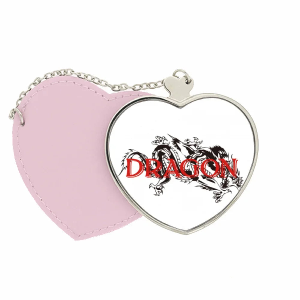 Mirror Purse West East Dragon Animal Heart Travel Myth Makeup Pink