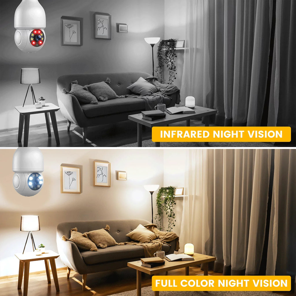 2-Way Bulb E27 Audio with Light Motion Color WiFi Camera TOGUARD Dome Wireless Security (4PCS) Vision Night Camera 2.4G 1080P Remote Access IP Outdoor, Detection 360° Camera