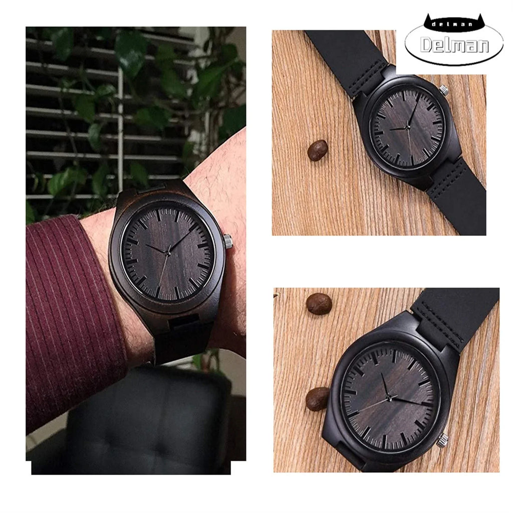 Casual Husband Wooden Handmade Wood Women Engraved Watch, Family Dad Watch for Mom Son Men Wife Customized