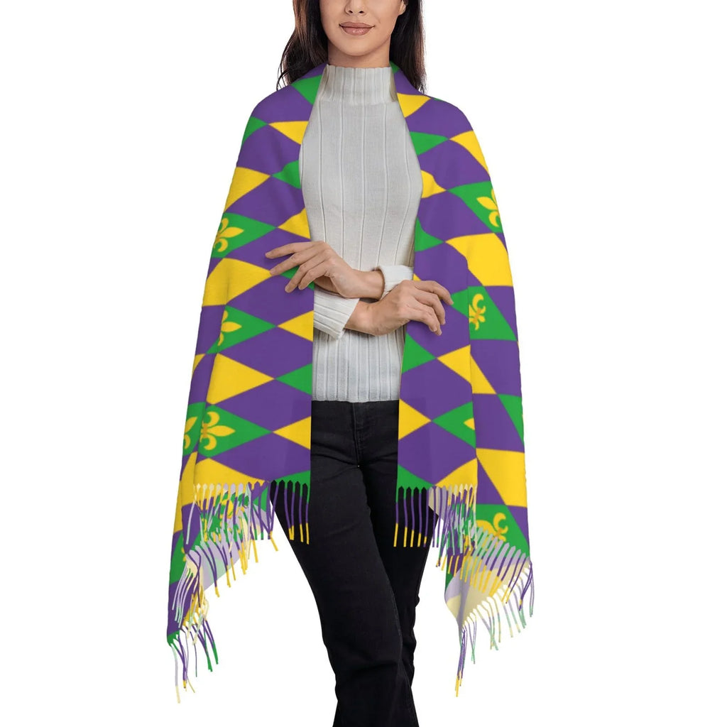 Soft Wrap Women Mardi Shawl Elegant Cashmere Print Gifts- Winter Scarf Gras Scarves Bingfone Warm Large Art Feel For