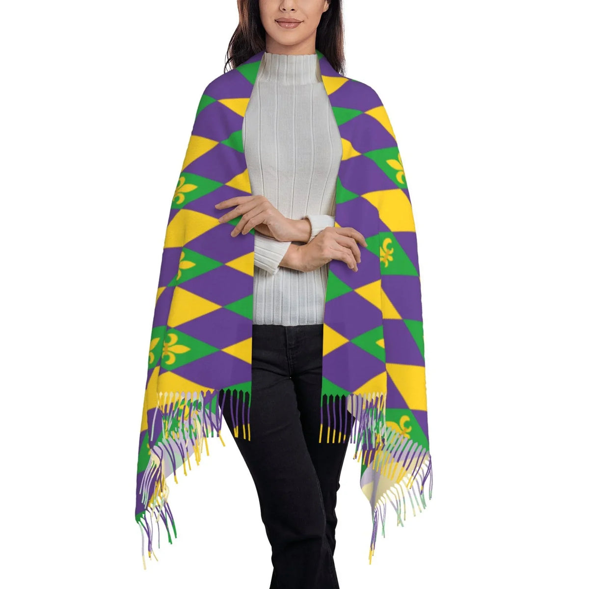 Soft Wrap Women Mardi Shawl Elegant Cashmere Print Gifts- Winter Scarf Gras Scarves Bingfone Warm Large Art Feel For