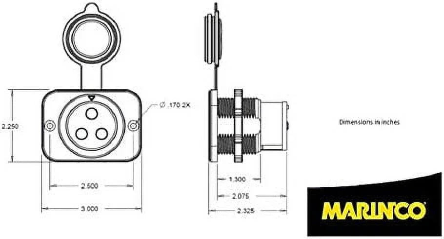 Receptacle 70A & Trolling Marinco 12VCPS3 Plug Motor