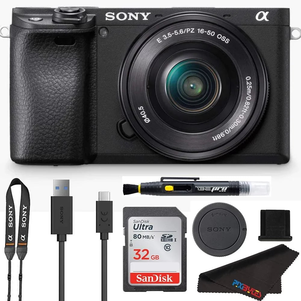 Pixi 16-50mm a6400 & Flip Video, Compact with Digital Essentials Camera Lens Focus, Camera: Auto 4K Mirrorless Interchangeable Real-Time Lens Sony Eye Kit Alpha APS-C + Screen