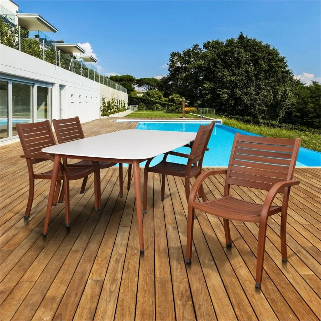Piece International 5 Charlotte White Home Dining in Set Deluxe Patio Amazonia