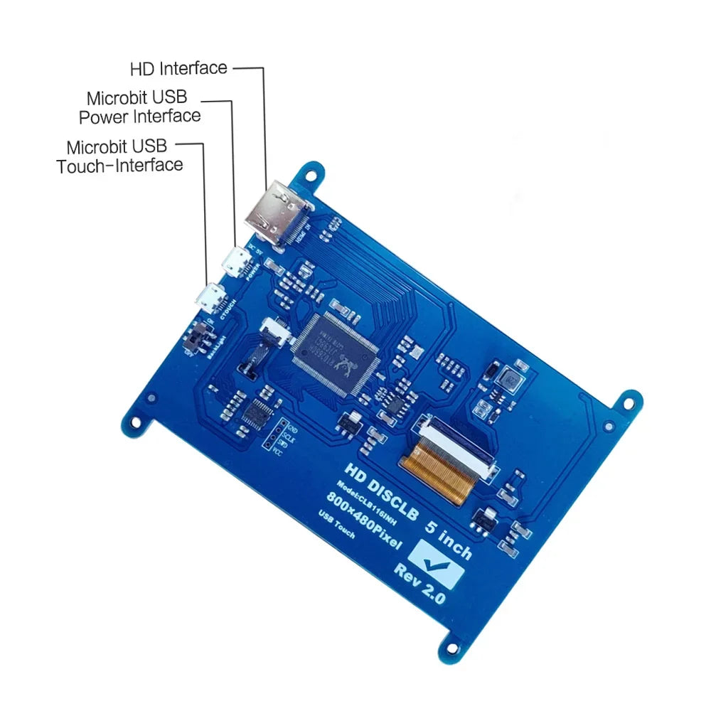 Compatible Tool Pi Touchscreen with 5 Educational Aibecy USBInterface Resolution InchCapacitive Display Portablewith Raspberry Small 800*480