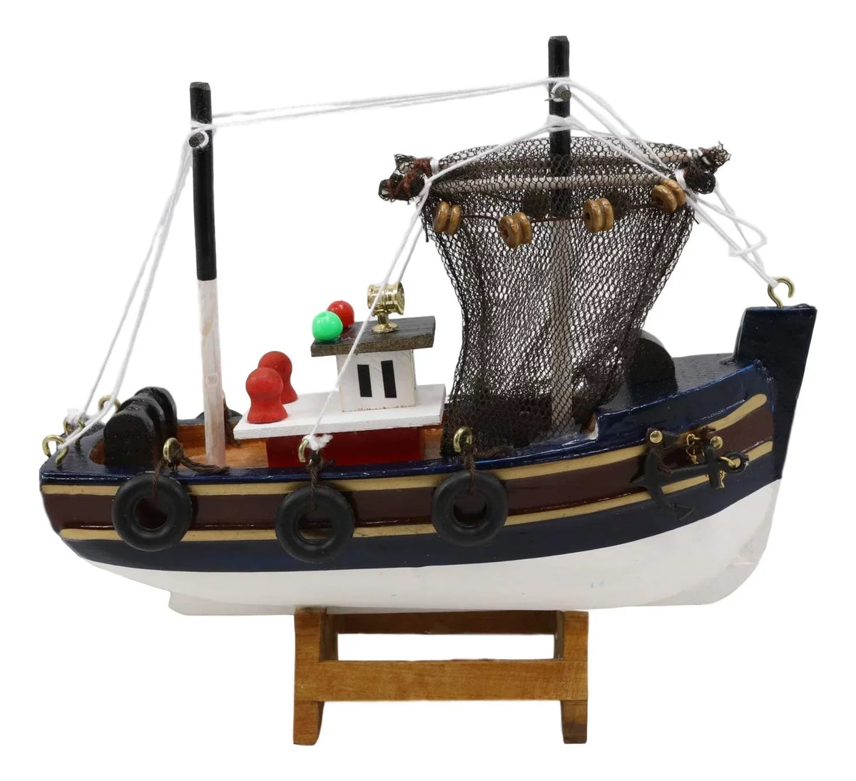 Handicraft Colorful Fishing 6.25"L Marine Boat Trawler Model Nautical Wooden