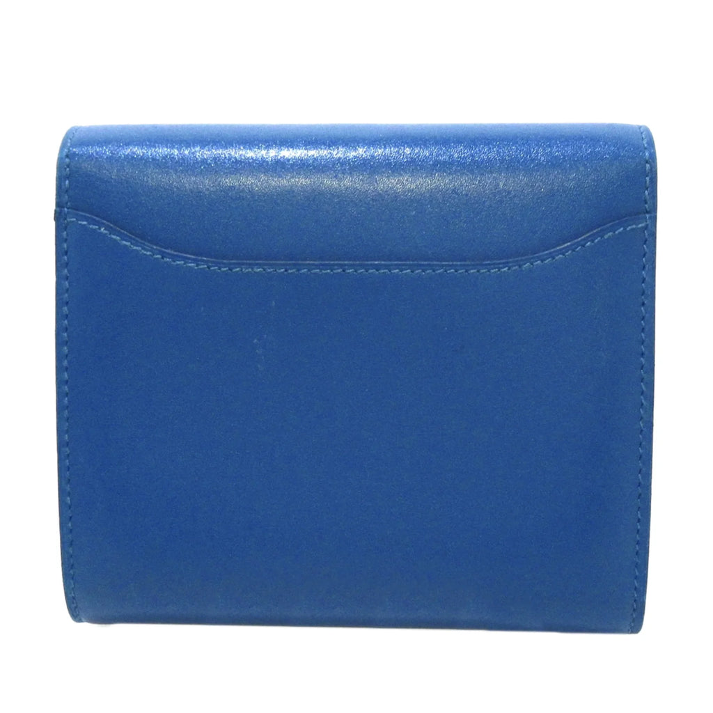Wallet Wallets Authenticated Pre-Owned Small Constance (Good) Unisex Calf Hermès Leather Compact Blue