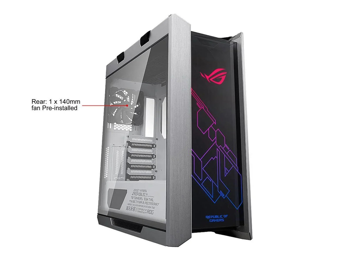 ASUS and Tempered White Helios ROG Radiator Case Strix Sync GX601 Support Frame, RGB for ATX/ with Mid-Tower 420mm Aura EATX Glass, Computer GPU Aluminum Braces, Edition Motherboards
