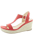 Toe Padded KENNETH Buckle 6.5 Wicking Round Comfort Espadrille 0.5" Platform Card REACTION Shoes Coral COLE M Wedge Womens T-Strap Moisture Breathable