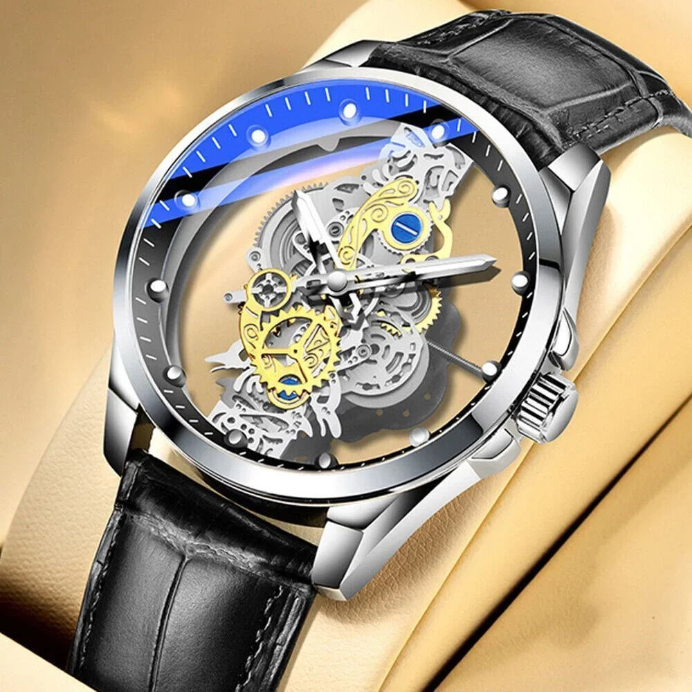 Automatic Skeleton Business Watch Steel Men's USA Stainless Hollow Quartz Luxury