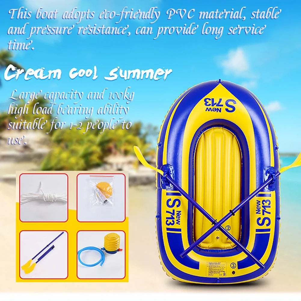 Rowing Boat with Fishing Oars Kayak 2 Sports River Water Inflatable Outdoor PVC Eccomum 1-People Lake Dinghy Paddle Raft