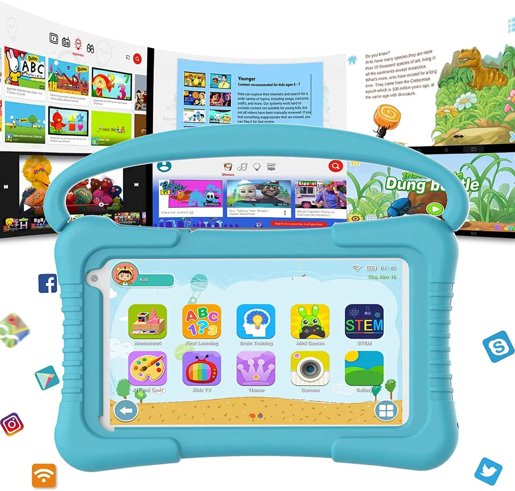 Control, Kids Educational inch Kids Tablets RAM Tablet Android Kids Tablet Software Kid-Proof for Kids Toddler with Parental 2GB Camera 32G 7 YouTube WiFi Games Dual Tablet 11 Pre-Installed Netflix.