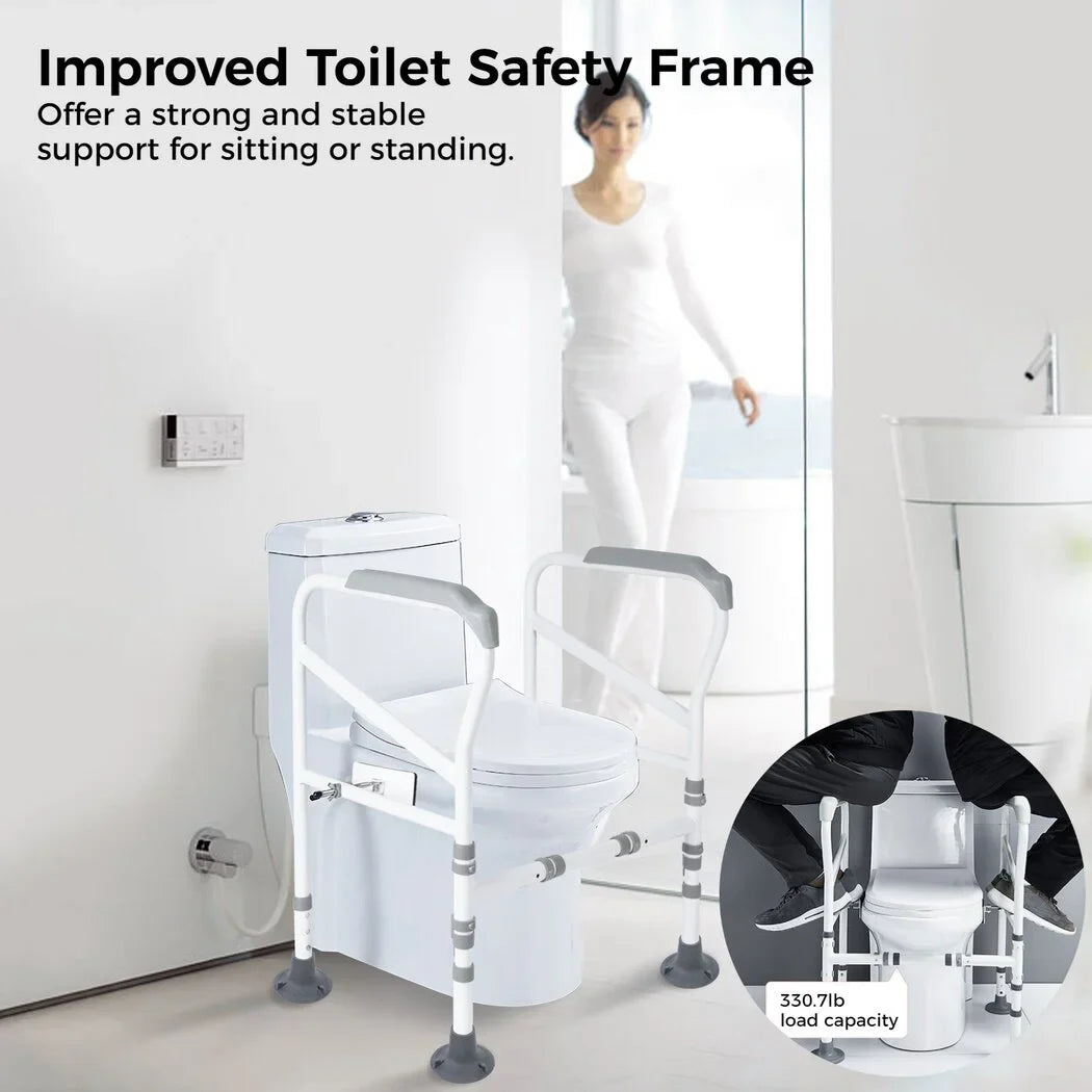 Rails Handles Non-Slip Disabled, for Fit Toilet with Free-Assembly, Support Aid Safety Toilet All Large Toilet for Safety Adjustable Mats, Standing Frame, Toilet Toilets Elderly,