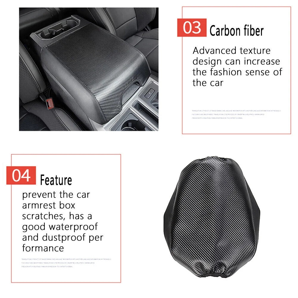 Carbon Protector Armrest Center Console Cover Pad Leather F150 Teledu